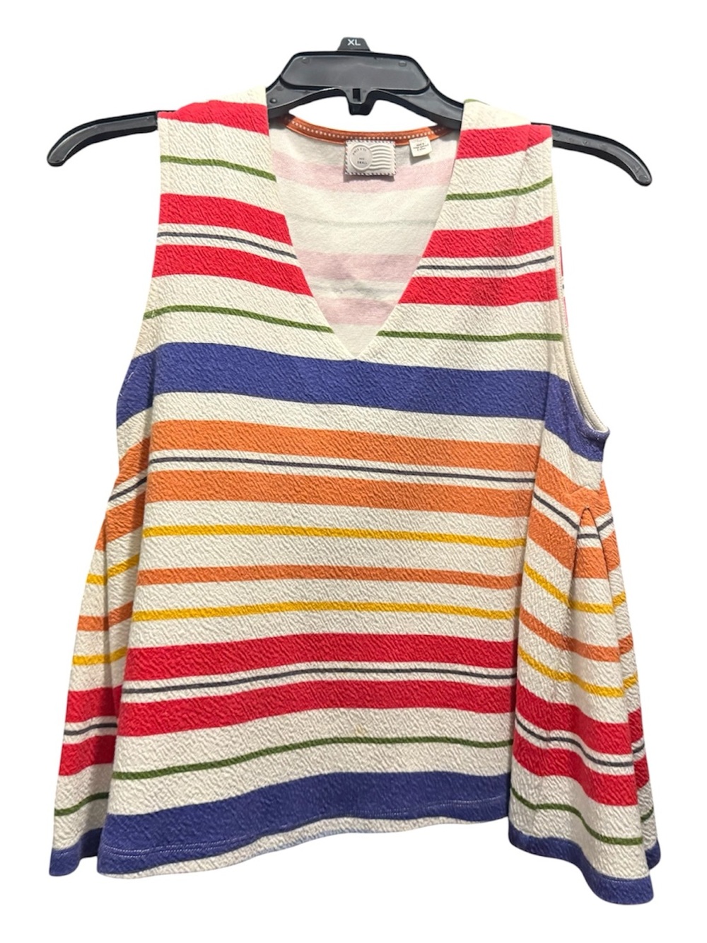 Striped V-Neck Cold-Shoulder Sweater Tank - Multicolor
